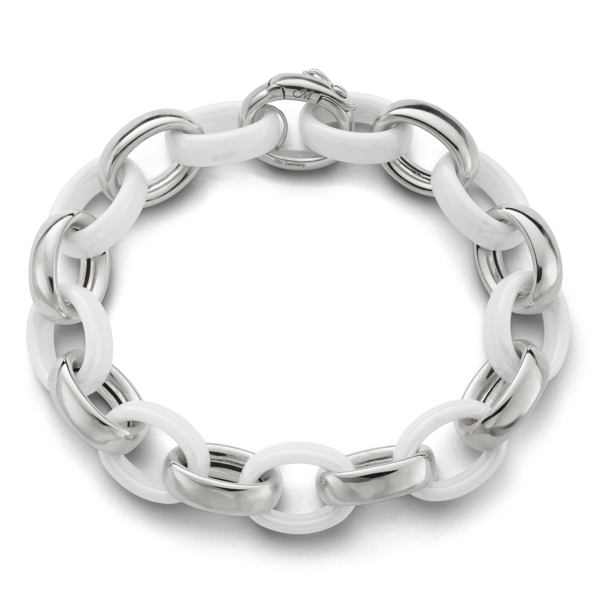 Silver & Black Ceramic Link Bracelet